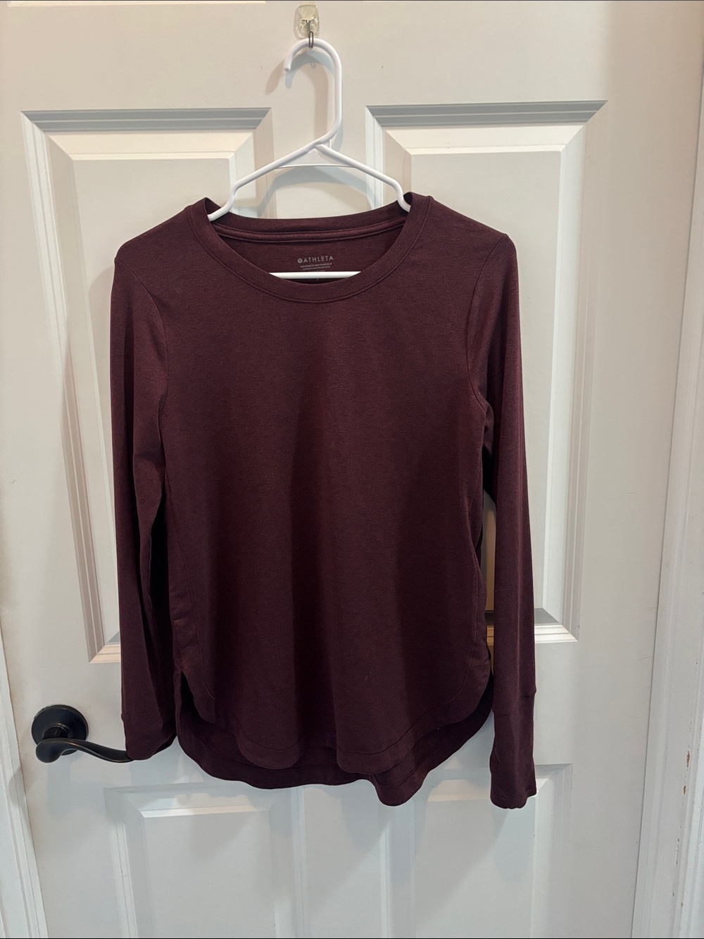 Athleta Long Sleeve Crewneck Top - Burgundy